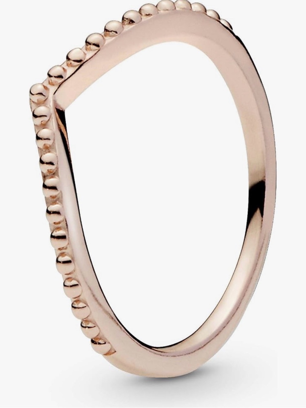Pandora Beaded Wishbone Ring in Rose Gold